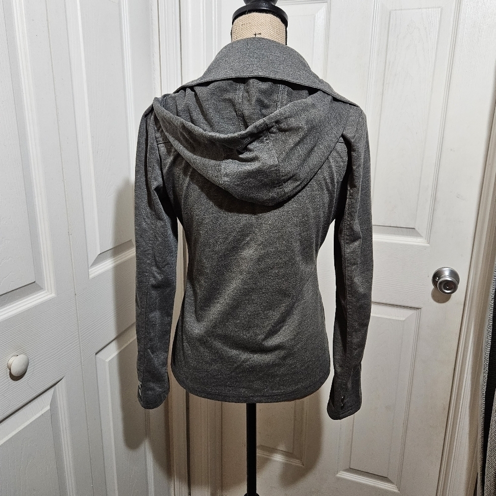579 Gray Double Breasted Hooded Jacket Size M - Picture 8 of 13